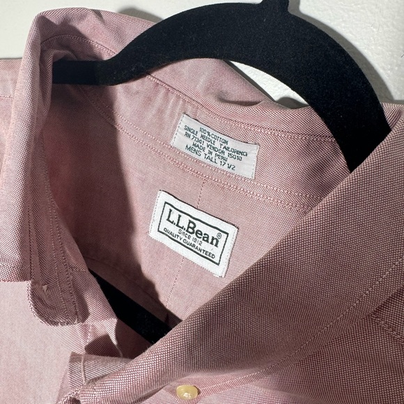 L.L.Bean Tall (17 1/2) Short Sleeve Button Up Red - Picture 2 of 3